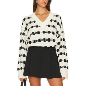 L'Academie 'Evran' White Check Sweater Size S